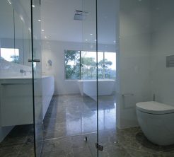 Sydney Bathroom Renovators - Large bathroom with glass door shower