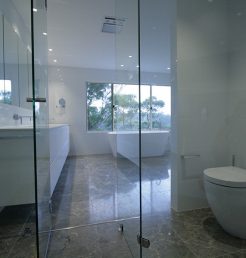 Sydney Bathroom Renovators - Large bathroom with glass door shower