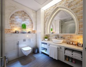 Bathroom Renovations - Brown Tiled Flooring