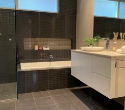 Modern Dark Tiles Bathroom Renovations Miranda