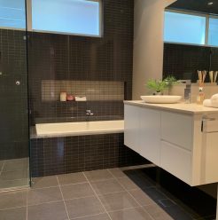 Modern Dark Tiles Bathroom Renovations Miranda