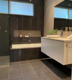 Modern Dark Tiles Bathroom Renovations Miranda