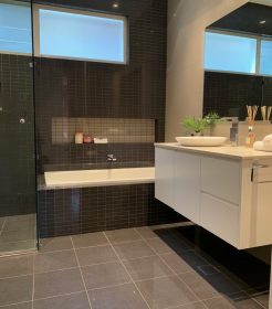 Modern Dark Tiles Bathroom Renovations Miranda