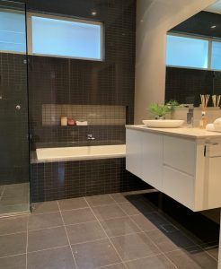 Modern Dark Tiles Bathroom Renovations Miranda